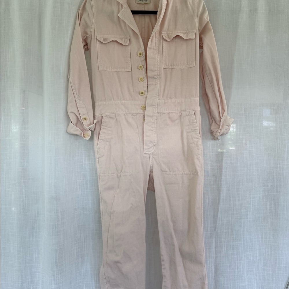 Madewell Light Pink Button-Up Jumpsuit